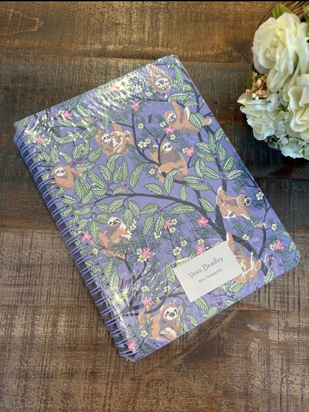 NEW Vera Bradley HANGING AROUND PURPLE Mini NOTEBOOK 160 Pages CUTE SLOTHS 🦥